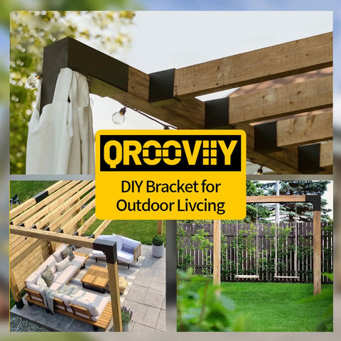Two Pack Heavy Duty Pergola Bracket Kit Built For Outdoor DIY Projects 14 Gauge Steel L Shaped Wood Brackets For 5.5 x 5.5 Inch Lumber 6x6 Posts Includes Hardware For Gazebos Pergolas