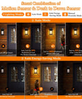 Two Pack Motion Sensor Outdoor Lights With Dusk To Dawn, Auto Modes, Retro Black Waterproof Lantern Wall Mount for Porch