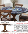 Durable Waterproof Round Tablecloth For 36 To 44 Inch Tables Vinyl Indoor Outdoor Fitted Cover on wooden dining table.