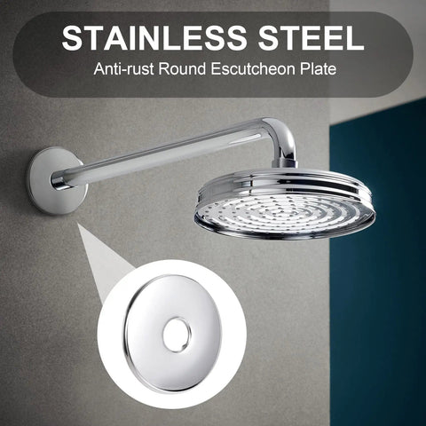 Top Shelf 2 Pack Large Shower Arm Flange Wall Cover With Solid 315 Inch Width Snugs Over Standard Half Inch Pipes Perfectly Heavy Duty bathroom hardware, chrome finish, round escutcheon plate.