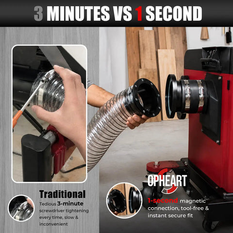4 Inch Magnetic Dust Collection Kit Featuring High Grade N52 Snap On Fittings for quick tool-free connections