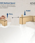 KENES Champagne Bronze Shower Set with Tub Faucet, Square Tub Shower Trim showing bathtub spout with diverter detail.