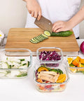 8 Pack Glass Food Storage Containers With Airtight Locking Lids For Meal Prep And Leftovers Leak Proof Design Microwave Oven Freezer And Dishwasher Safe BPA Free Variety Size Set For Portion Control And On The Go Lunches with vegetables