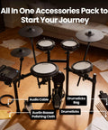TD313 V-Drums Electronic Drum Kit Bundle with Audio Cable, Drumsticks, Drumstick Bag, Polishing Cloth in home setting