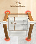 Lightweight Aluminum 2 Step Folding Ladder With Wide Pedals And Anti Slip Grip For Safer Heights Opens To 18 x 20.8 x 24 Inches Folds Down To 25.9 x 18 x 1.9 Inches And Weighs Just 5.73 Pounds For Easy Indoor Or Outdoor Use. 15% wider pedal design