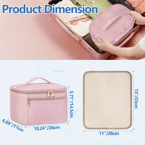 Portable Pill Bottle Organizer Bag For Home And On The Go Travel With Adjustable Dividers Compact Medicine Storage Pouch For Cabinets Suitcases Backpacks And Car Use Empty Bag Only dimensions illustration