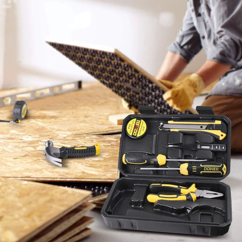 Compact Mini Tool Set For Students And Dorm Living Handy Home Repair Kit With Tool Box Storage Case open on floor