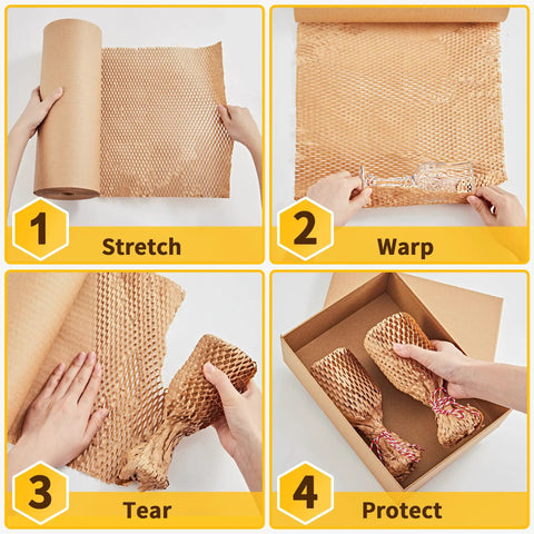 Steps to use Honeycomb Packing Paper Roll 15 Inch By 400 Feet Expands Up To 640 Feet Cushioning Wrap For Packing