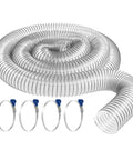 American Made 2-1/2 x 10 Feet Clear PVC Dust Collection Hose With Four Thumbscrew Clamps, Durable Abrasion-Resistant PVC
