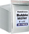 Stacked 20 Pack Thermal Bubble Mailers, 8 By 11 Inches, Silver Metallic Self Seal Foil Mailing Envelopes