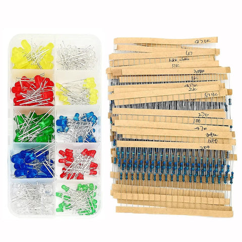All In One Arduino Starter Kit For DIY Makers With Three 830 Tie Point Breadboards 600 Resistors 200 LEDs, assorted colors, in container