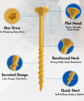 No Drill Hassle Number 8 By 2 Inch Deck Screws With Torx Flat Head And T25 Star Bit Included for quick entry and strong hold.