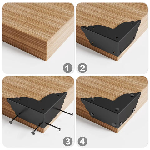 Top Notch Eight Piece Antique Bronze Corner Protectors Slick Edge Guards For Desks And Tables Badass Durable Furniture Armor installation steps.
