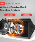 Boomin 6.5 Inch Wall Mount Bluetooth Speaker System For Indoor Outdoor Use With Built In Amplifier, showing speaker components