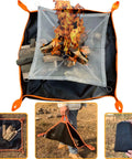 Beefy Built Dual Sided Fireproof Mat For Under Fire Pit 32 By 32 Inch Heat Resistant Camping Mat in use with fire and logs on it