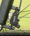 DYISLAND LD-200 2-piston hydraulic disc brake caliper on front fork, black with diagonal pattern