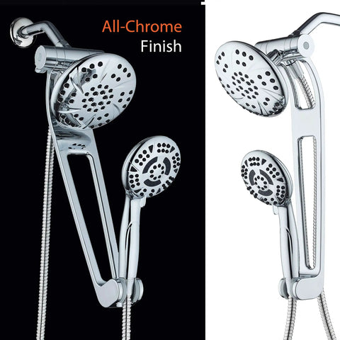 High-Pressure 3-Way Shower Spa Combo with Adjustable 18-Inch Extension Arm, 6-Inch Rain Overhead Shower, 6-Setting Handheld, Chrome