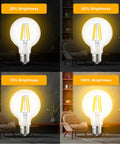 Retro Edison Style LED Bulbs 6W G25 Globe 4 Pack Warm 3000K Soft White Dimmable 60W Equivalent E26 E27 brightness settings