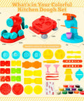 59 Piece 3 In 1 Dough Set For Kids Ages 3 To 8, Art Crafts Dough Tools Kit With Noodle Maker, Ice Cream Mold, Hamburger Mold