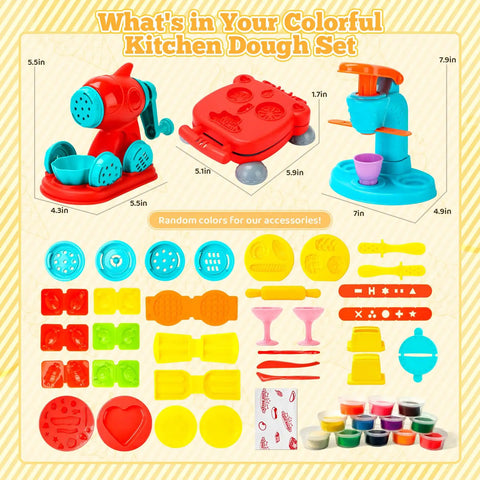 59 Piece 3 In 1 Dough Set For Kids Ages 3 To 8, Art Crafts Dough Tools Kit With Noodle Maker, Ice Cream Mold, Hamburger Mold