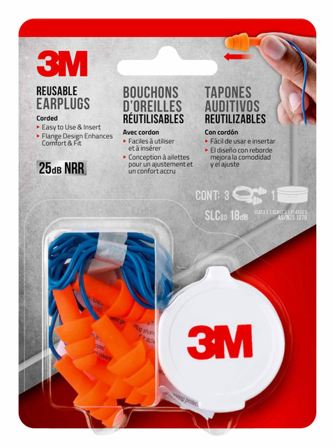 Reusable Corded Earplugs Bring You Rock Solid 25 Decibel Noise Reduction, Slick Tri Flange Fit For All Day Grinding, Washable Sound Blocking Hearing Protection For Worksites And Backyard Shindigs, Orange