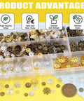 Box of Massive 2100 Piece Bead Caps Kit With 12 Styles In Gold Silver Bronze Hollow Flower End Caps For DIY Jewelry Making