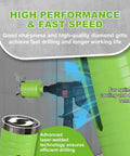 BETTERI 2.5in dry core diamond drill bit with pilot bit and 2 adapters (SDS/Hex), 5/8-11 thread, 10 in depth
