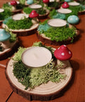 Wood Slices 30 Pcs Predrilled Round Discs 3.5-4 Inches Unfinished Rustic Craft Kit with candle holder and moss decoration