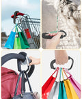 Two Pack Large Stroller Hooks Clip for hanging bags on shopping cart and stroller, used for dog leash, durable aluminum carabiner style.