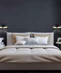 Bedroom scene with two 12.25 Inch Black Dimmable Integrated LED Wall Sconces above bed, minimalist halo lamp design, hardwired