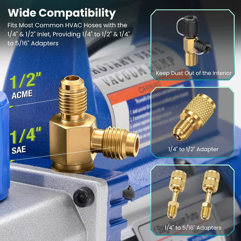 4 CFM Single Stage Vacuum Pump 110V With R134a AC Manifold Gauge Set And Leak Detector Complete HVAC Service Kit brass adapters