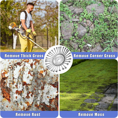 Unbreakable Heavy Duty 10 Inch Wired Trimmer Blade With Steel Wire Cutter Head And Rotary Brush For Weed Eater Moss Grass Rust Removal Kit uses