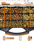 Beefy Metric Flanged Bolts And Nuts Kit Grade 8.8 High Tensile Steel M6 M8 M10 in storage case, yellow zinc plated