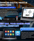 Killer Performance Professional Vehicle Diagnostic Scanner Tablet With Six In One VCMI2 Cable on a stand with touchscreen display.