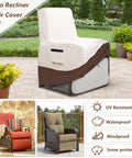 Heavy Duty Waterproof Outdoor Recliner Chair Cover For Patio And Lawn Fits Up To Thirty One Point Five Inch Deep 31 Inch Wide 41 Inch High 600D Oxford Tough As Nails Tear Resistant Weatherproof Beige And Brown