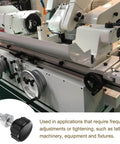 Beefy 8 Sets Knurled Knobs Thumb Screws With Nuts And Washers, M5 x 20mm, attached to a lathe, showcasing installation use