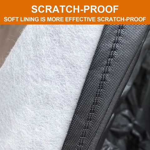 Close-up of soft lining of 7 Layer Heavy Duty Car Cover For Jeep Wrangler 4 Door JK JL Unlimited Outdoor All Weather Waterproof