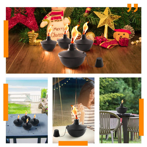 4 Pack Metal Tabletop Torches 22oz Citronella Scented Outdoor Torches For Patio Deck And Garden Refillable Flame Light Lanterns