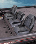 50 Inch Bass Boat Seats Folding Fishing Boat Chair Black Charcoal Marine Grade Vinyl Upholstery With Thick Foam Cushions