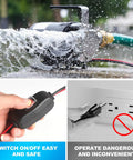 12V Portable Water Transfer Pump 330 GPH High Flow With On Off Switch One Tenth HP Electric Utility Pump Kit shown with two 6 ft hoses