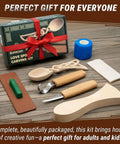 Wood Spoon Carving Kit For Beginners Diy04 With Sloyd Knife And Hook Knife Basswood Blank set with tools and gift box.