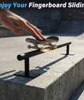 Using Round Metal Fingerboard Slide Rail For Skating Tricks, 11 Inches Long With Non Slip, Sturdy Base in skate park