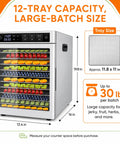 Big League 12 Tray Commercial Food Dehydrator Machine 800 Watts Dries Up To 30 Pounds No Sweat In One Fast Batch with colorful trays.