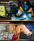 8 In 1 Welding Machine All In One Plasma Cutter And Multi Process Welder 200A Dual Voltage 110 And 220V in use