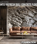Pro Matte Concrete Floor Wax 5 Gallon Water Based Formula Sets Rock Hard showcased in a modern living room setting.