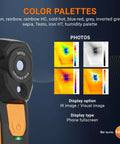 Wireless Thermal Imaging Camera For iPhone And Android With Carrying Pouch And USB C Cable, color palettes display
