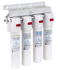 Four Stage Quick Connect Reverse Osmosis Water Filtration System with white compact design and color coded tubing