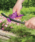 Effortless Drip Irrigation Tubing Cutter for one quarter to three quarter inch tubing in use with clean cuts and no jagged edges