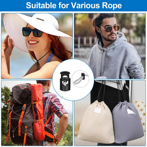 Collage showing usage of 16 Piece Drawstring Threader Kit For Hoodies Jackets Coats Pants And Shorts With Elastic Threaders