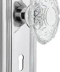 Retro Vibe Passage Plate With Keyhole Crystal Victorian Knob Set, 2.375 Inch, Bright Chrome Finish, for interior doors